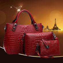 4 SetWomen Bag Crocodile Pattern Composite Bag Luxury Tote Bag Women LeathhandbagMessengBagClutch WalletPurse
