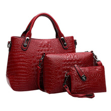 4 SetWomen Bag Crocodile Pattern Composite Bag Luxury Tote Bag Women LeathhandbagMessengBagClutch WalletPurse