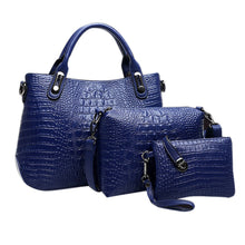4 SetWomen Bag Crocodile Pattern Composite Bag Luxury Tote Bag Women LeathhandbagMessengBagClutch WalletPurse
