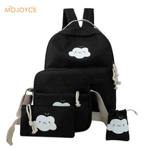 4 pcKorean Cute Cloud Printing Women Backpack CanvaBackpack for Teenage GirlStudent School Bag Travel Rucksack Mochila