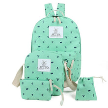 4 pcPreppy Style Women Printing CanvaBackpackStudent School Bag for TeenagGirlRucksack Travel Bag Mochila