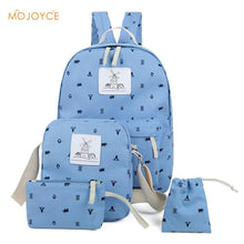 4 pcPreppy Style Women Printing CanvaBackpackStudent School Bag for TeenagGirlRucksack Travel Bag Mochila