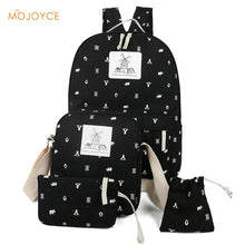 4 pcPreppy Style Women Printing CanvaBackpackStudent School Bag for TeenagGirlRucksack Travel Bag Mochila
