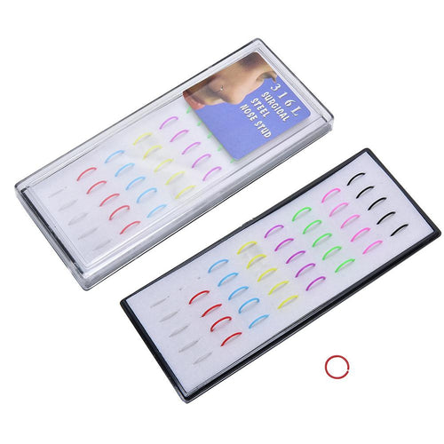 40pcs/box Neon Color Surgical Stainless Steel Fake Piercing Hoop Nose Ring