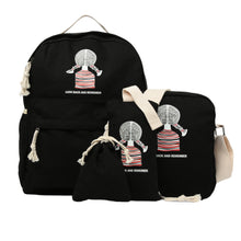4PCS Designer Girls Backpack Set Bagpack Women Casual Canvas Korean School Bags Printing Laptop Back Pack Mochila Feminina