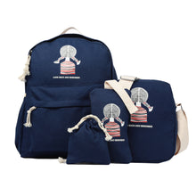 4PCS Designer Girls Backpack Set Bagpack Women Casual Canvas Korean School Bags Printing Laptop Back Pack Mochila Feminina