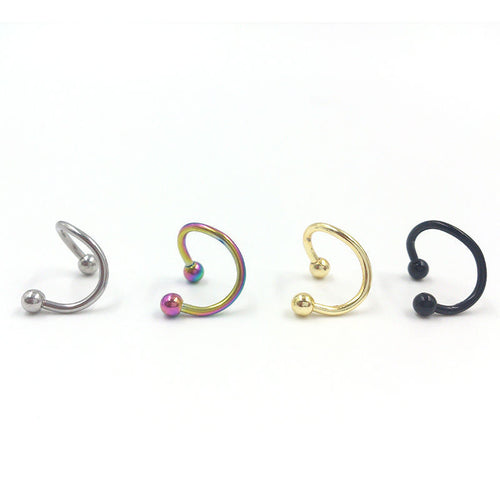 4PCS Different Colors Nose Piercing Unique Design Stainless Steel Twist Nose Lip Ring Nose Stud Body Piercing Jewelry For Women
