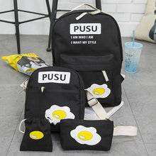 4PCS Trendy Casual Canvas Backpack women school bags for girls printing backpack shoulder bags mochila purse