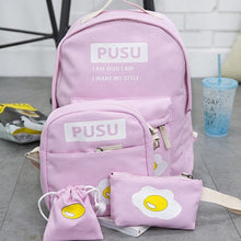 4PCS Trendy Casual Canvas Backpack women school bags for girls printing backpack shoulder bags mochila purse