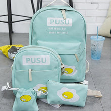 4PCS Trendy Casual Canvas Backpack women school bags for girls printing backpack shoulder bags mochila purse