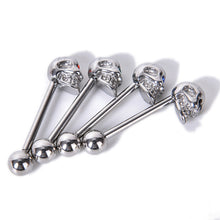 4Pcs 316L Stainless Steel CZ Gem Punk Skull Tongue Ring Barbell Piercing Body Jewelry