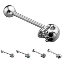 4Pcs 316L Stainless Steel CZ Gem Punk Skull Tongue Ring Barbell Piercing Body Jewelry