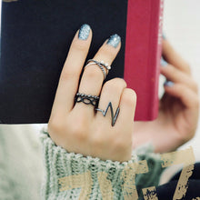 4pc Punk Women Black Silver Above Band Midi Knuckle Ring Women jewelry