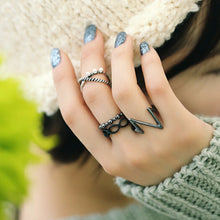 4pc Punk Women Black Silver Above Band Midi Knuckle Ring Women jewelry