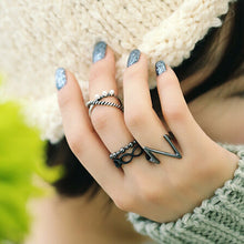 4pc Punk Women Black Silver Above Band Midi Knuckle Ring Women jewelry