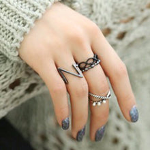 4pc Punk Women Black Silver Above Band Midi Knuckle Ring Women jewelry