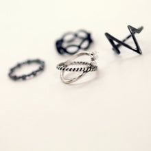 4pc Punk Women Black Silver Above Band Midi Knuckle Ring Women jewelry