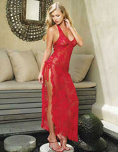 4XL Womens Sexy Lingerie M-SEX Red Halter Neck Lace Nightgown long sexy pajamas sexy lingerie longuette Backless Dress