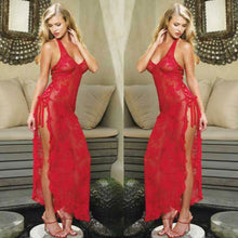 4XL Womens Sexy Lingerie M-SEX Red Halter Neck Lace Nightgown long sexy pajamas sexy lingerie longuette Backless Dress