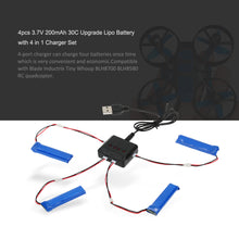 4pcs 37V 200mAh 30C Upgrade Lipo Battery with 4 in 1 Charger Set for Blade Inductrix Tiny Whoop BLH8700 BLH8580 RC Quadcopter