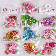 4pcs baby children cute cartoon hair rope multi-color Kids Flower Headdress Mix Hair Clips Hair Ropes