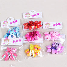 4pcs baby children cute cartoon hair rope multi-color Kids Flower Headdress Mix Hair Clips Hair Ropes