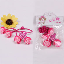 4pcs baby children cute cartoon hair rope multi-color Kids Flower Headdress Mix Hair Clips Hair Ropes