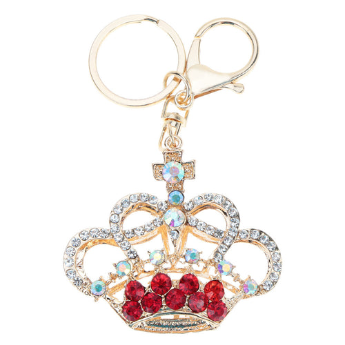 5 Color Hollow Out Rhinestone Keychain Cute Crown Pendant Car Key Ring Couple Key Chain Jewelry