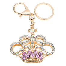 5 Color Hollow Out Rhinestone Keychain Cute Crown Pendant Car Key Ring Couple Key Chain Jewelry