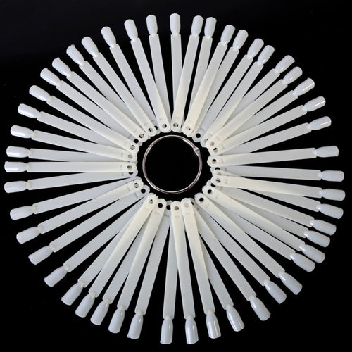 50 Pieces False Display Nail Art Fan Wheel Polish Practice Tip Sticks Design Decor Set