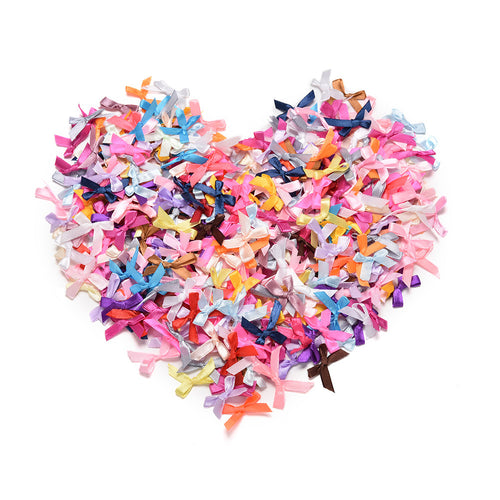 500Pcs Handmade DIY Pre Tied Satin Ribbon Gift Package Bow Wedding Scrapbooking Embellishment Crafts Accessory