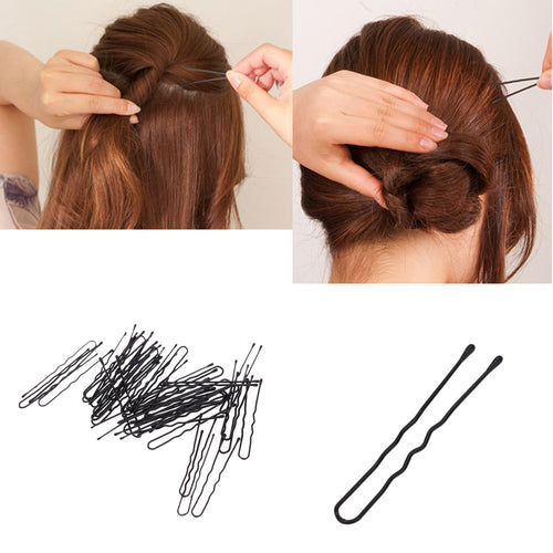 50pcs Beauty Hair Pins Thin U Shape Hair Bobby Pin Black Metal Clips Health Hair Care Styling Tools