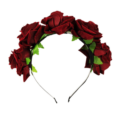 5Colors Handmade Bride Floral Flower Crown Rose Headband Hair Garland Festival Wedding Hair Accessories Hairbands