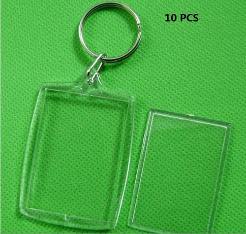 5PCS Picture Frame Key Ring Chain Transparent Blank Insert Photo Key Chain