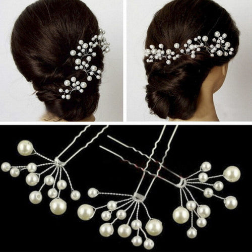 5Pcs Women Wedding Bridal Bridesmaid Pearls Hair Pins Clips Comb Headband Women Jewelry
