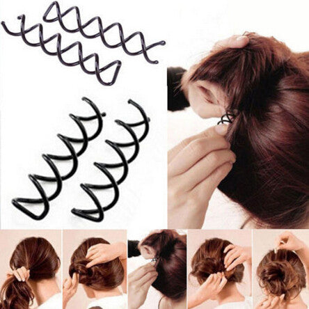 5Pcs Spiral Spin Screw Bobby Pin Hair Clip Twist Barrette Black Hairpins Hair Band Accessories