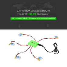 5pcs Original JJRC 37V 150mAh 30C Lipo Batteries with 5 in 1 Battery Charger for JJRC H36 RC Quadcopter