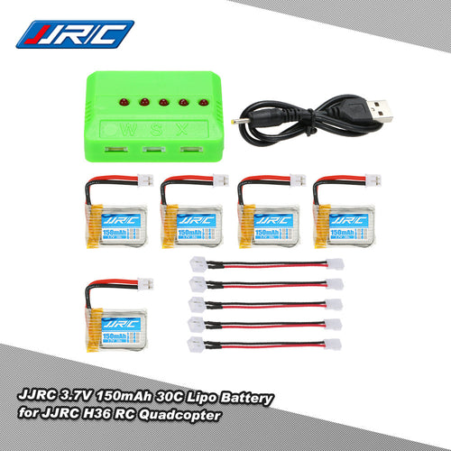 5pcs Original JJRC 37V 150mAh 30C Lipo Batteries with 5 in 1 Battery Charger for JJRC H36 RC Quadcopter