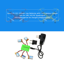 5pcs Original JJRC 37V 220mAh 25C Lipo Batteries with 5 in 1 Battery Charger Set for JJRC H22 RC Quadcopter