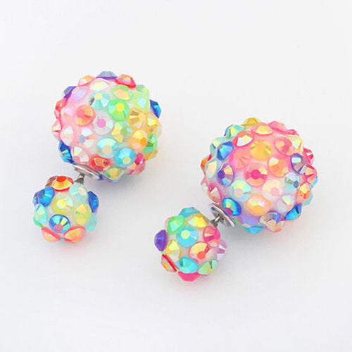 6 Color Stylish Flower Ball Earrings Double Side Crystal Earrings Big Beads Earrings Women's Jewelry