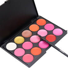 15 Colors Lip Gloss Lipstick Palette Cosmetic Makeup Kit Set With Lip Brush Includes Matte Shimmer Lip Colors Lipstick