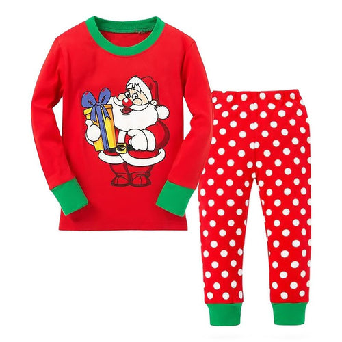 2pcss Kids Christmas Gift Clothing Set Cotton Long Sleeve Children Santa Print Suit Clothes Sets 2-7Years