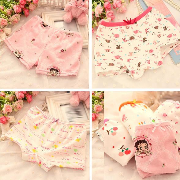 Boy Girls Kids Cotton Cartoon Flower Pajama Underwear Underpant Boxers Short Pants