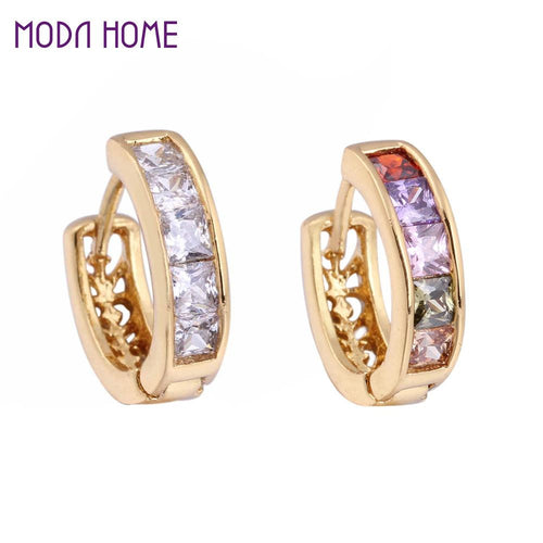 18K Real Gold Plated Cupid Love Heart Hollow Hoop Earrings Design Colorful White Earrings Women Jewelry