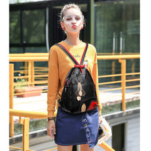 3 Women Backpack Set PU Leather Leaf Applique Schoolbag for Teenagers Girls Student Travel Bag Black Mochilas Escolares