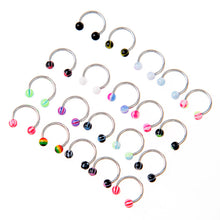 20pcs Colorful Stainless Steel Ball Barbell Curved Nose Studs Rings Bars Piercing