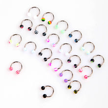 20pcs Colorful Stainless Steel Ball Barbell Curved Nose Studs Rings Bars Piercing