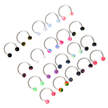 20pcs Colorful Stainless Steel Ball Barbell Curved Nose Studs Rings Bars Piercing