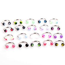 20pcs Colorful Stainless Steel Ball Barbell Curved Nose Studs Rings Bars Piercing