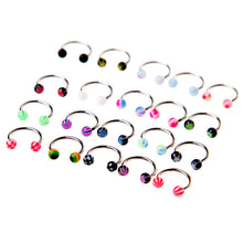 20pcs Colorful Stainless Steel Ball Barbell Curved Nose Studs Rings Bars Piercing